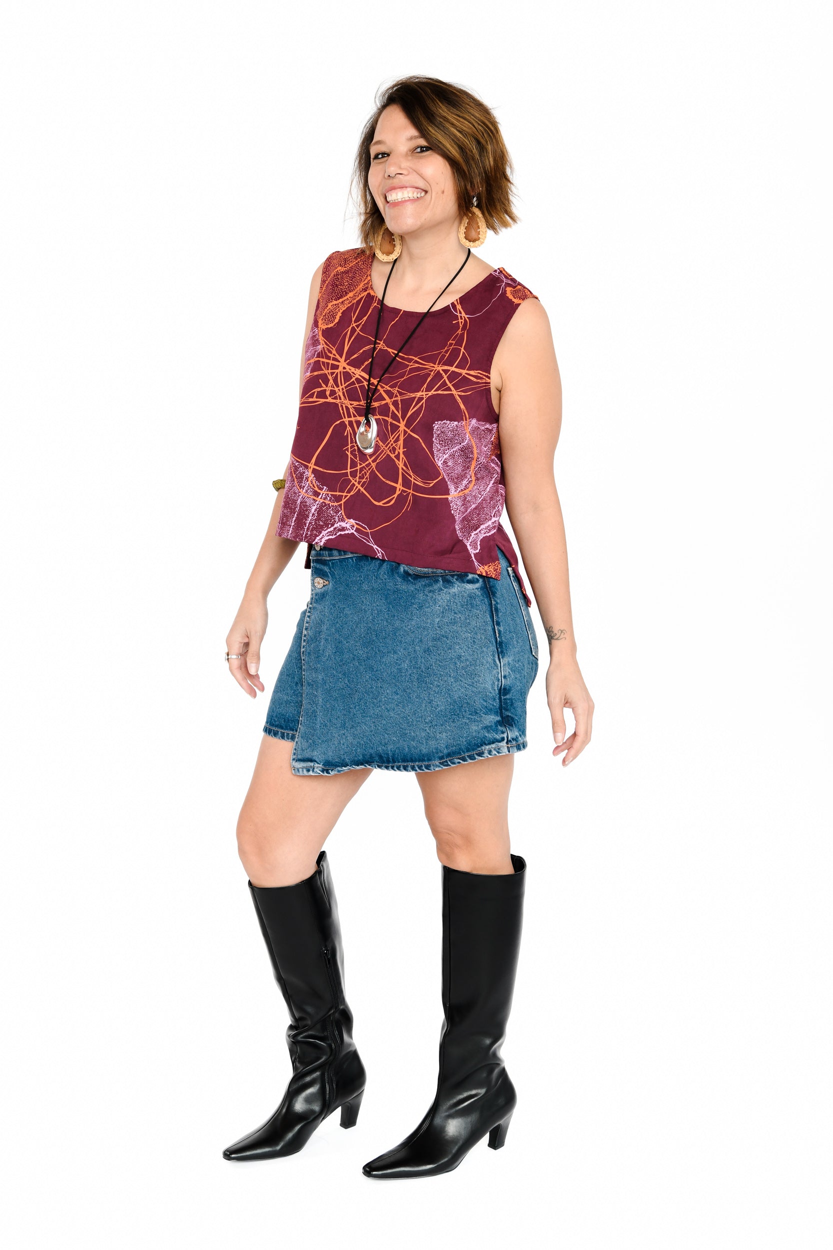 Cropped Boxy Tank - Woven in History