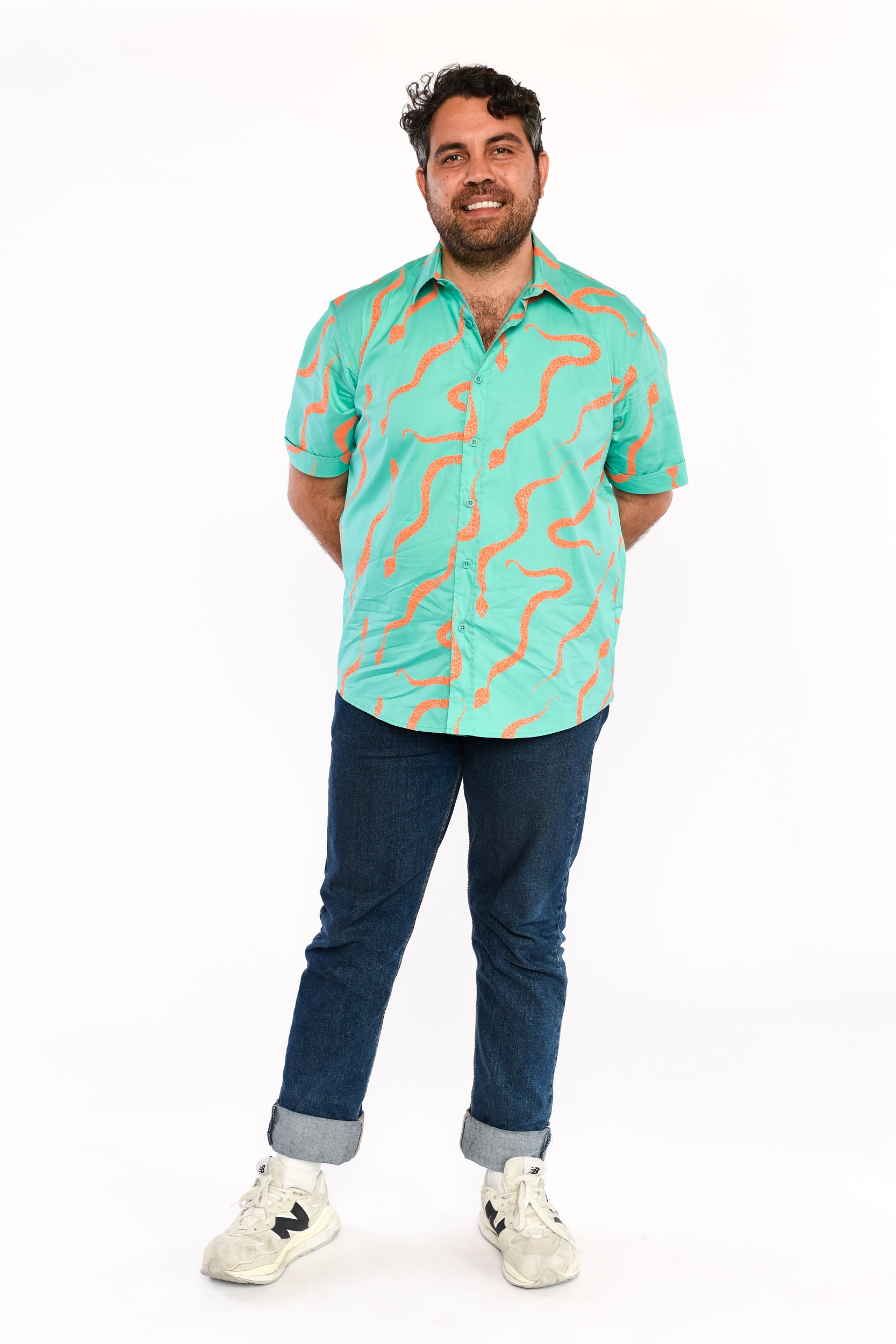 Short Sleeve Collared Shirt - Aheyenenhe (Snakes)