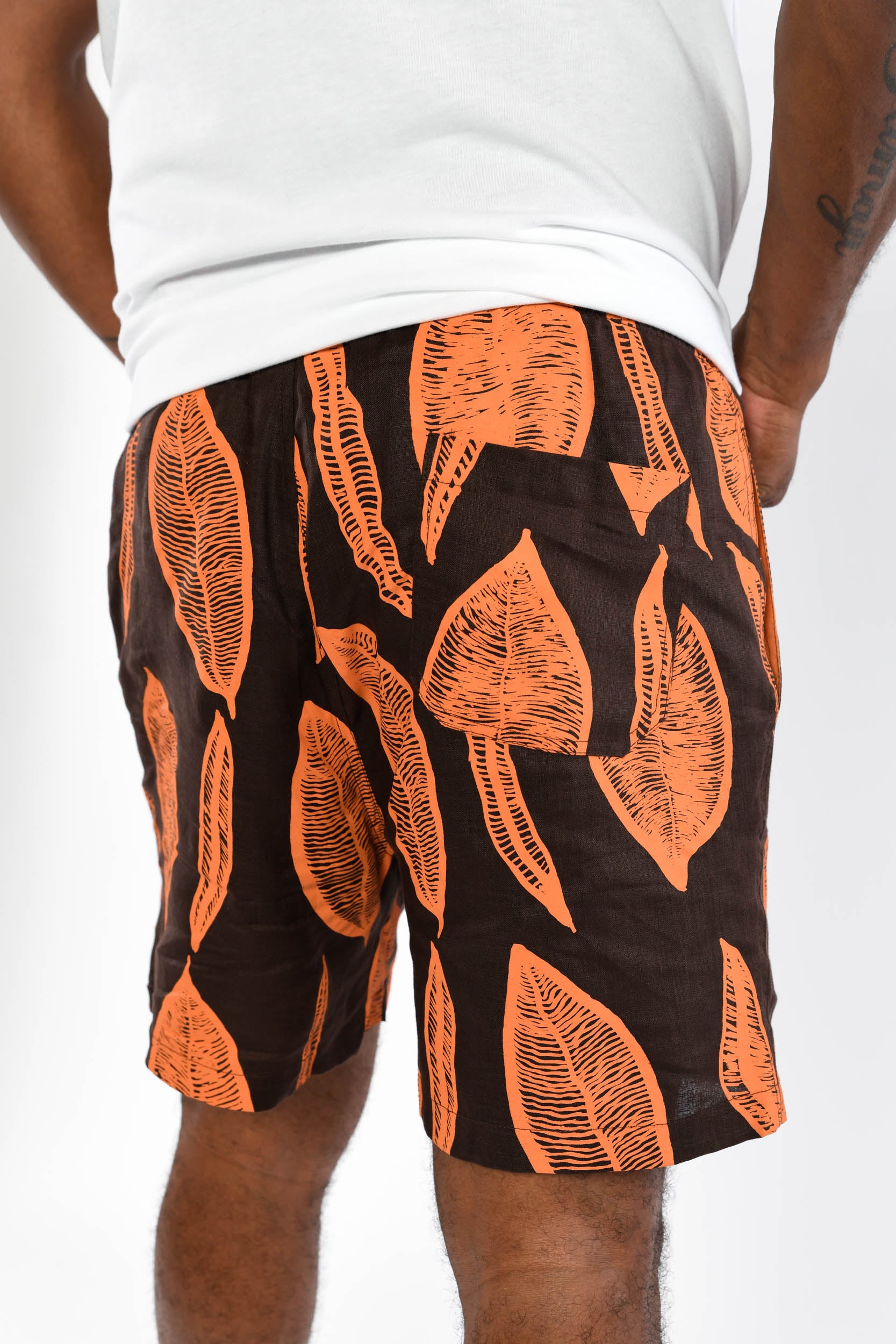 Elastic Waist Short - Arlepe (Prickly Wattle) Leaf