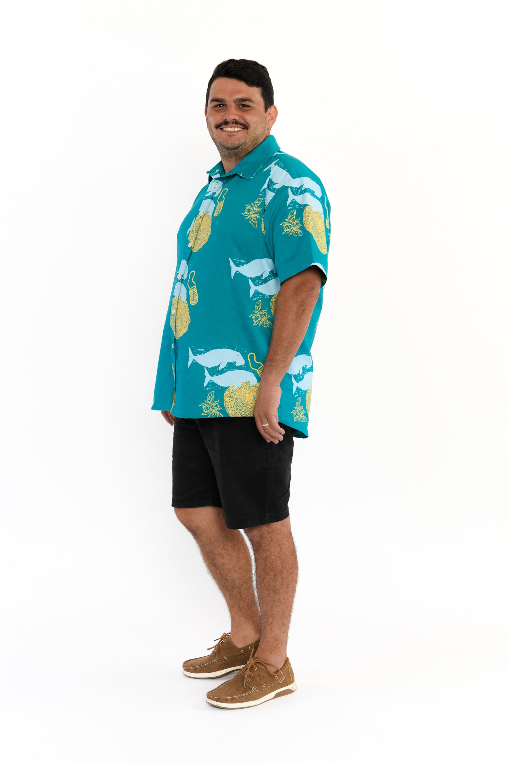 Short Sleeve Collared Shirt - Ganunda & Bagirang (Sugar Bag Bee Honey & Dugong)