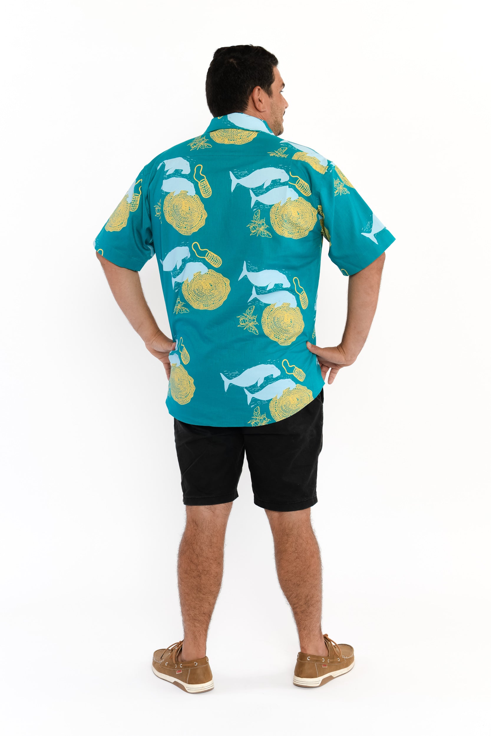 Short Sleeve Collared Shirt - Ganunda & Bagirang (Sugar Bag Bee Honey & Dugong)