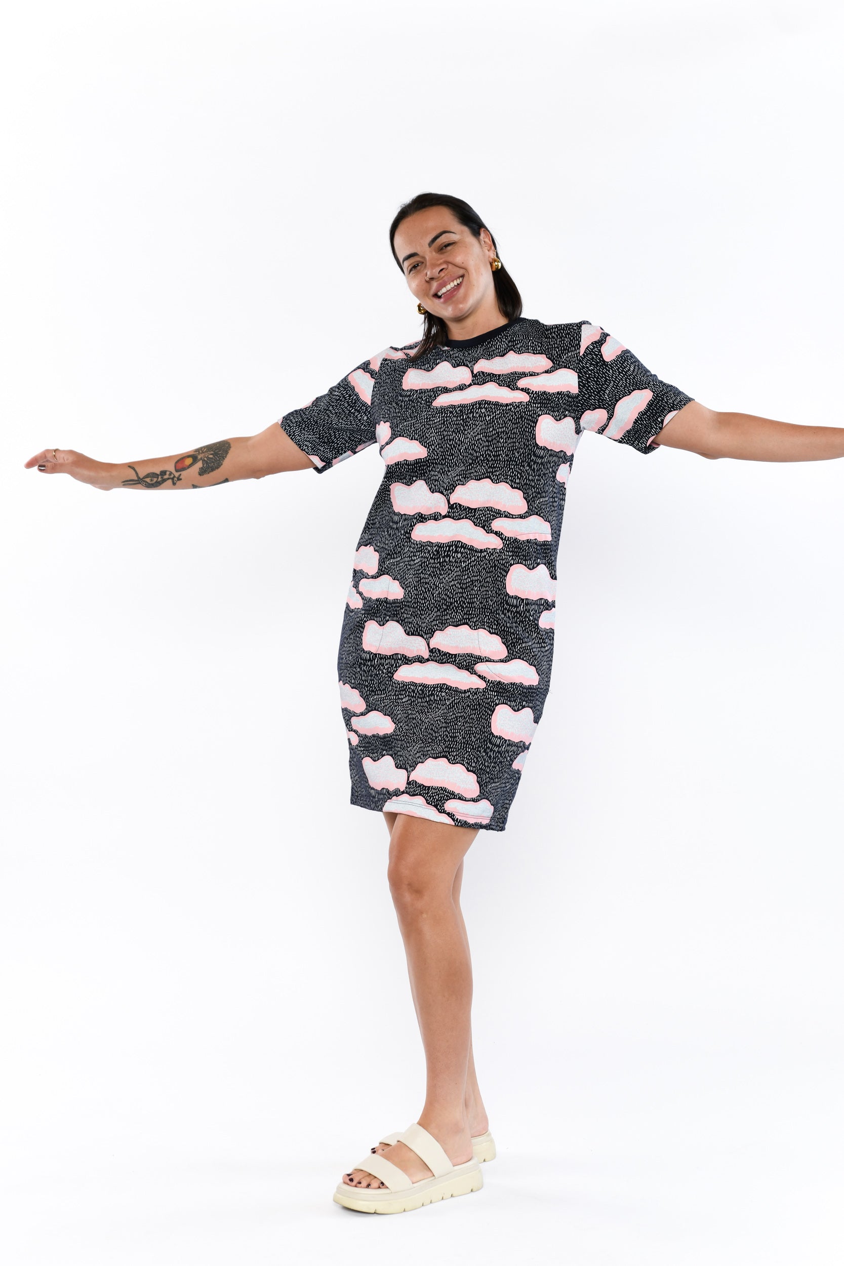 Big Tee Dress - Angkulye and Kwatye (Clouds and Rain)