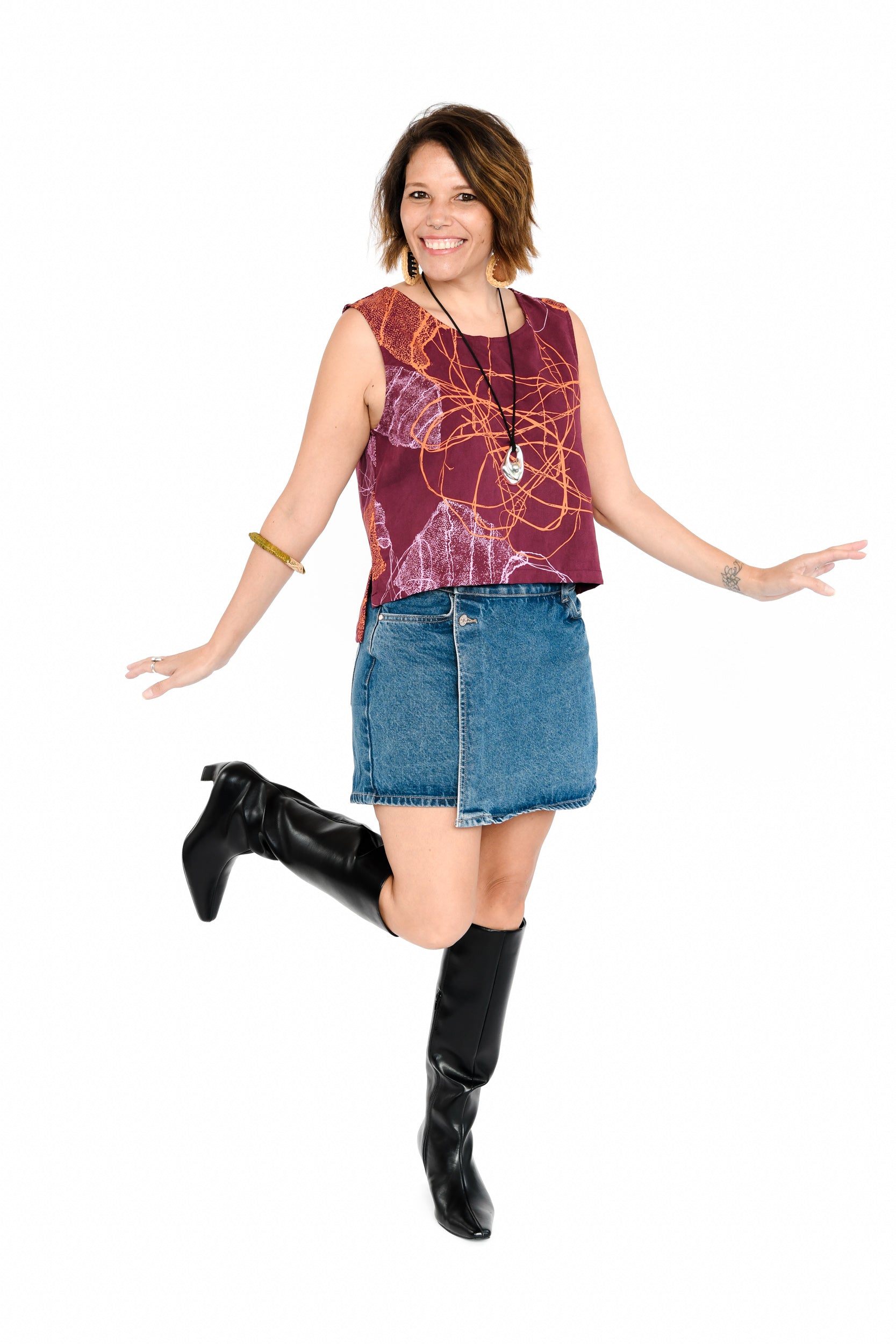 Cropped Boxy Tank - Woven in History