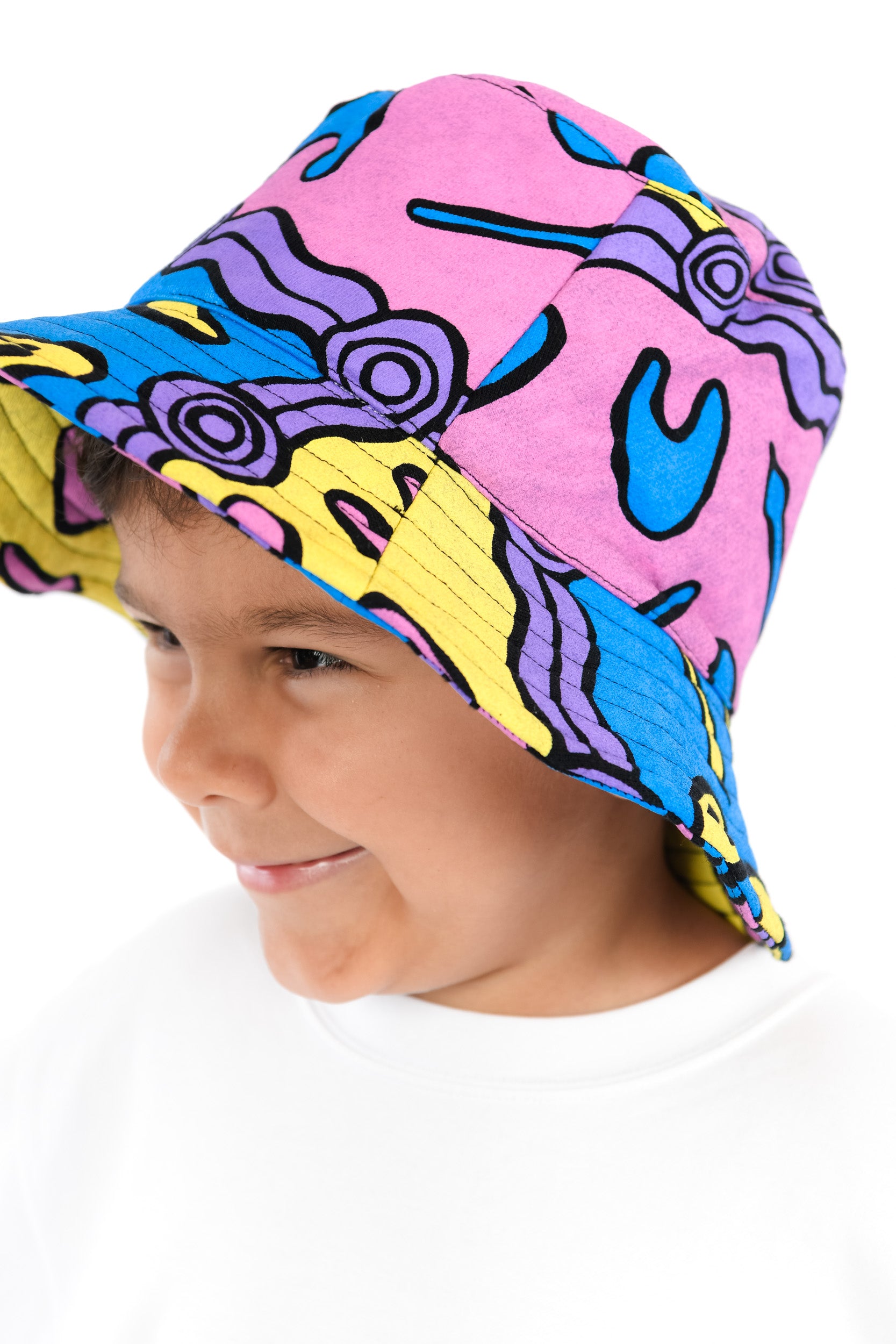 Kids Bucket Hat - Men & Cultural Tools (pink, yellow, blue, purple)
