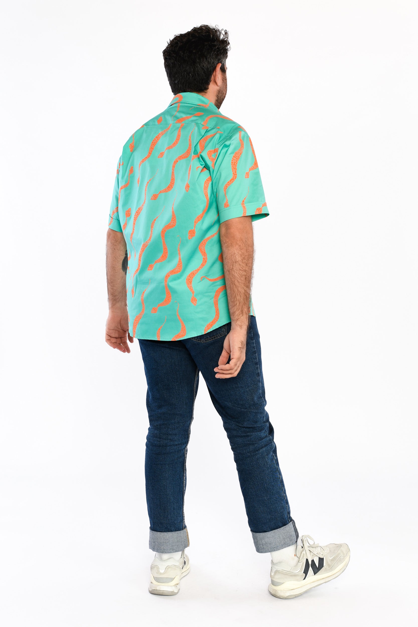 Short Sleeve Collared Shirt - Aheyenenhe (Snakes)