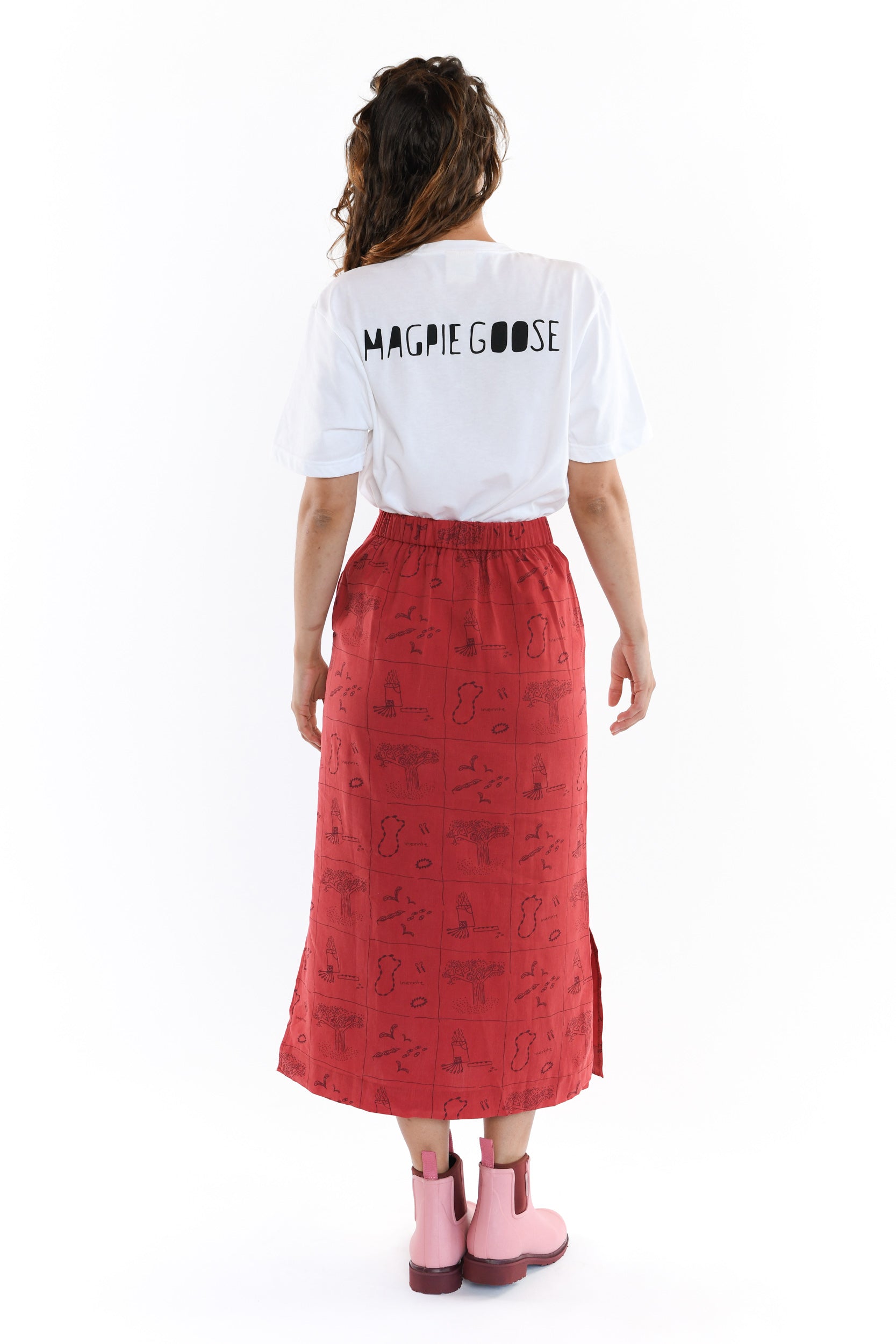 Midi Skirt - Inernte Necklace Making (Red)