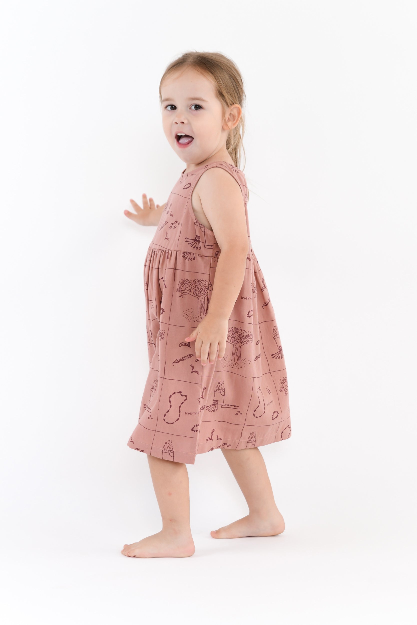 Kids Smock Dress - Inernte Necklace Making (Dusty Pink)